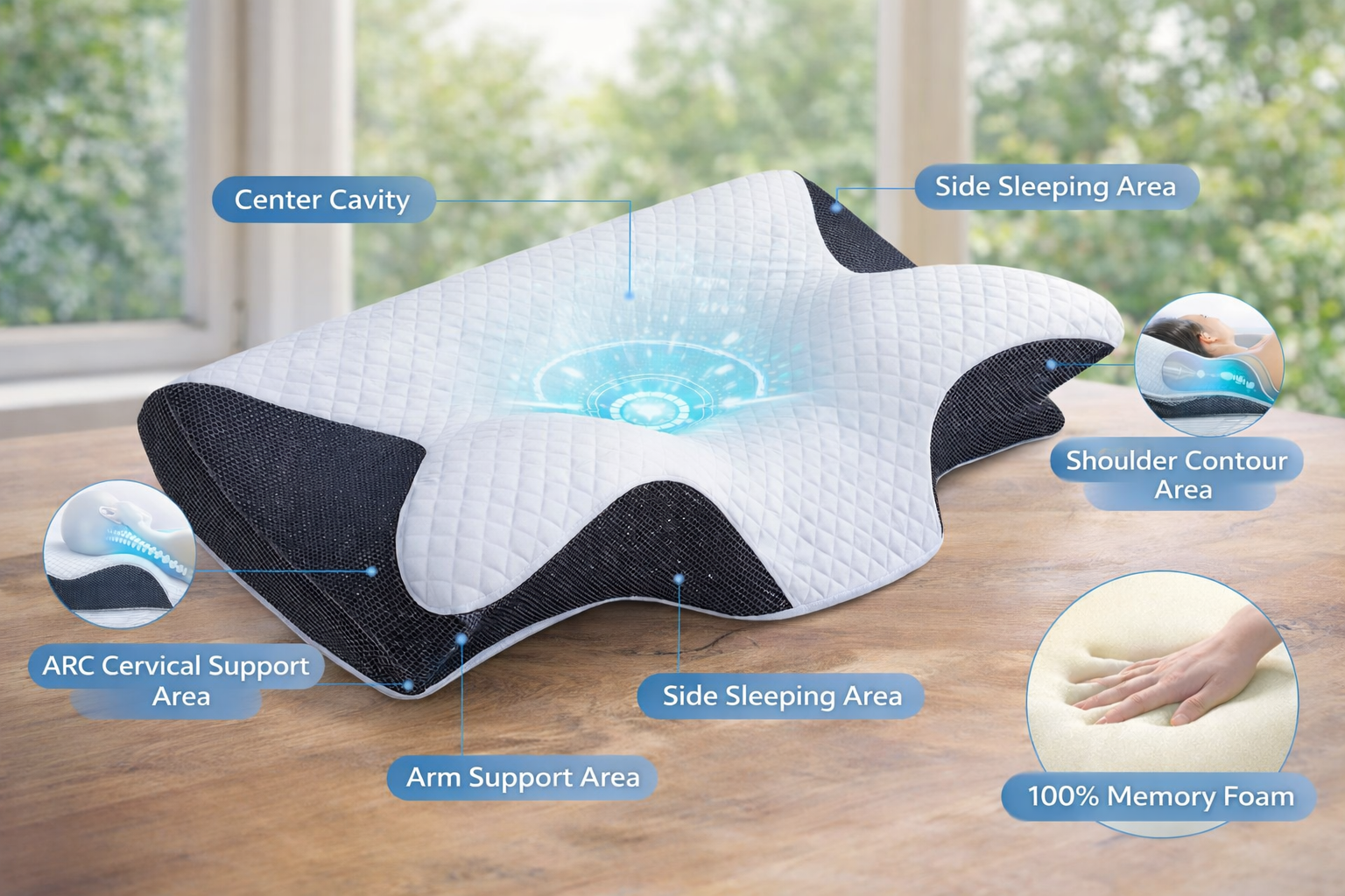 LiviaCare NeckEase Wave™– ergonomisch memory foam hoofdkussen